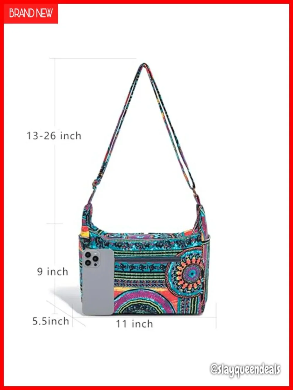 Retro Multiple Pockets Bohemian Canvas Hobo Shoulder Bag Hippie Boho Crossbody